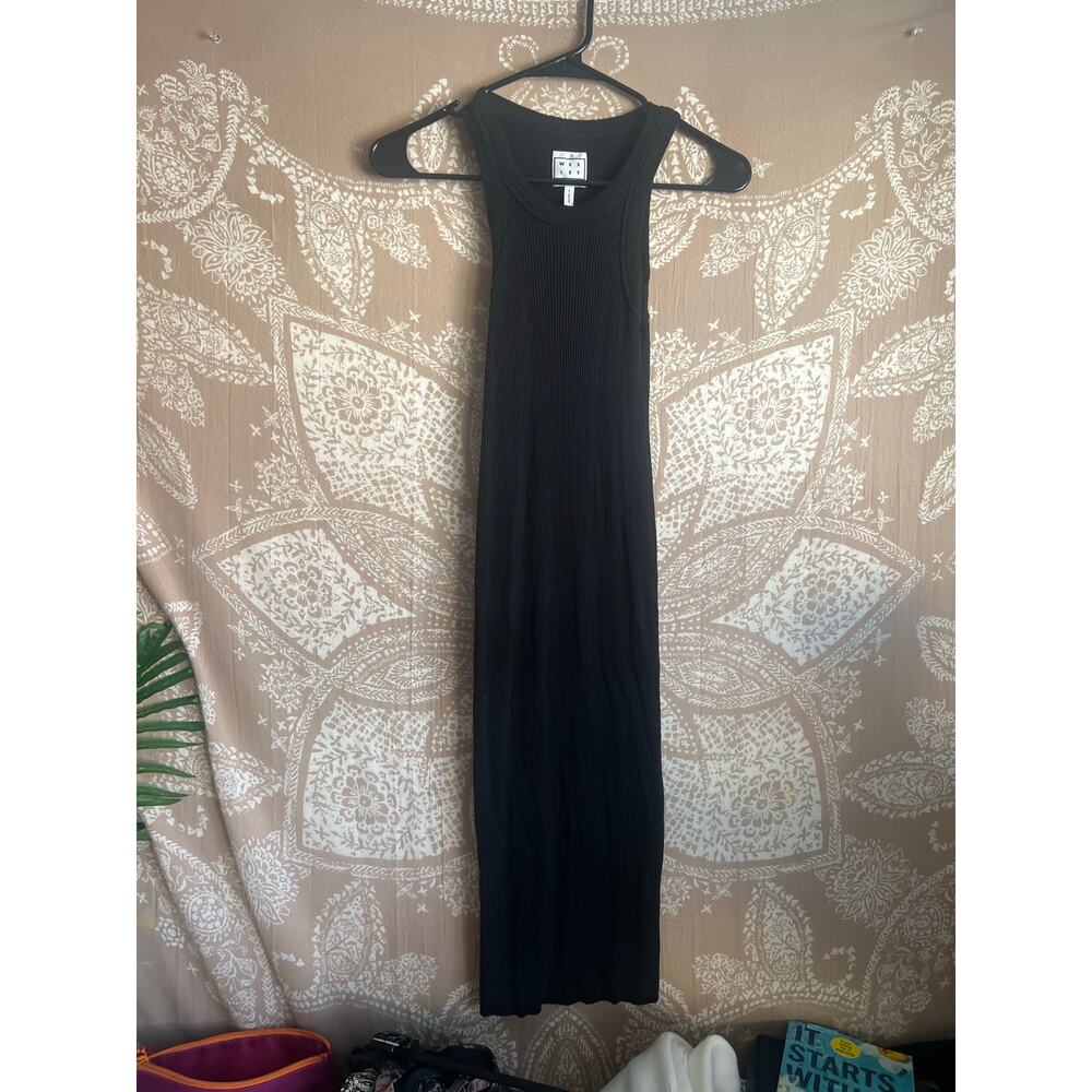 Bandier Wesley Black Ribbed Midi Dress
